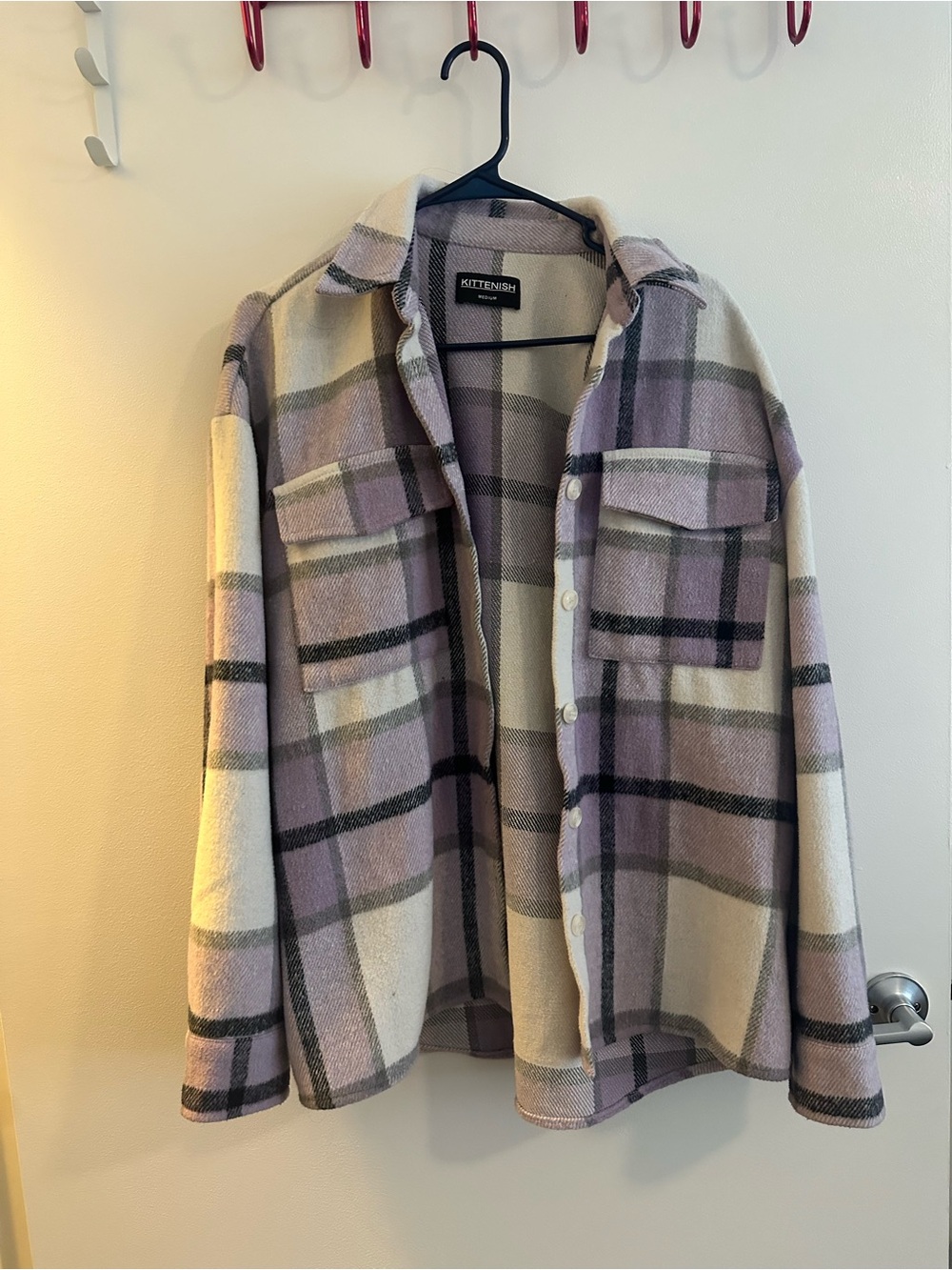 Kittenish Lavender and Cream Plaid Shacket